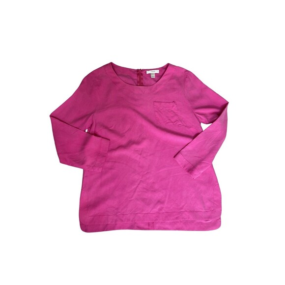 J. Crew Fuchsia Pink 100% Silk 3/4 Sleeve tunic Blouse Size 2 - Picture 1 of 9